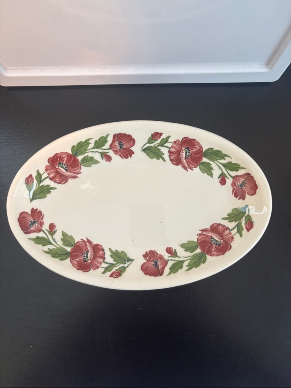 Vintage Glazed Oval Small Serving Platter
